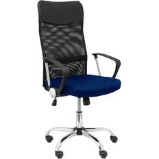 Roulettes Chaises Piqueras y Crespo Gontar Dossier En Maille Noire Assise Bleue Chaise de bureau