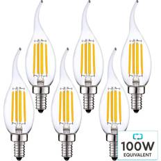 Light Bulbs Luxrite 100-Watt Equivalent, CA11, Dimmable, Vintage Edison LED Light Bulb, 5000K Bright White, 7-Watt, Damp Rated (6-Pack)