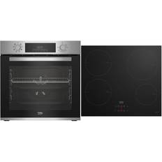 Beko Backöfen Beko BBSM12340X Einbau-Backofen-Set Edelstahl, Schwarz