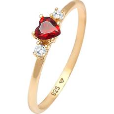 Elli Bague de Fiançailles Cœur Rouge - Argent Sterling 925