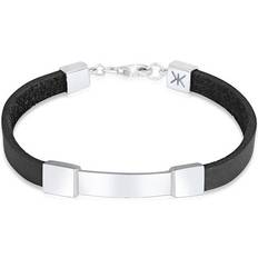 Armbänder Armband Herren Leder Schild Platte Elegant 925Er Silber Kuzzoi Silber