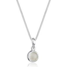 Naturale Collane Elli Ciondolo Rotondo con Pietra di Luna in Argento Sterling 925 Collane pieces female