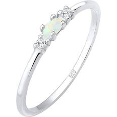 Elli Ring vintage geo opal zirkon 925 sterlingsilver, 54, Silver, Opal