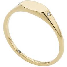 Fossil Women All Stacked Up Gold-Tone Stainless Steel Signet Pinky Ring