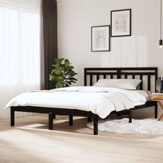 vidaXL Estructura De Cama Madera Maciza De Pino Negro 120x200 cm