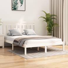 vidaXL Estructura De Cama Madera Maciza De Pino Blanca 120x200 cm