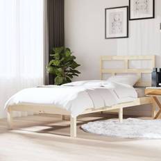 vidaXL Estructura De Cama Individual De Madera Maciza 90x190 cm - Marrón