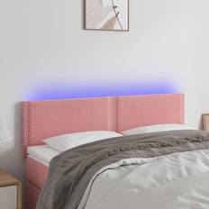 Têtes de lit vidaXL À LED Rose 144x5x78/88 cm Velours Tête de lit