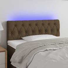 vidaXL LED-lys stof mørkebrun Sengegavl