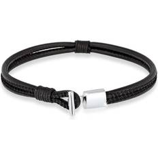 Kuzzoi Armband Herren Basic Echtleder Knoten Haken 925Er Silber Kuzzoi Schwarz