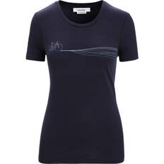 Icebreaker merino tech lite ii Icebreaker Merino Tech Lite II T-Shirt Cadence Paths für Damen Größe Midnight Black/Navy Blue 100% Merino Wolle