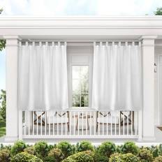Exclusive Home Cabana Solid Indoor Outdoor Light Filtering Hook-and-Loop Tab Top Curtain Panel Set of 2
