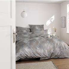 Argento Biancheria da Letto Estella Premium Satin Bettwäsche 135x200 Svizzera Grau Oriental 205 Copripiumino Argento, Grigio (200x)