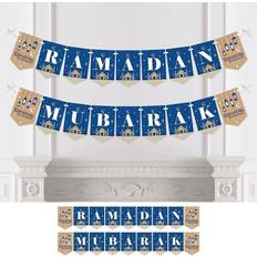 Blue Garlands & Confetti Ramadan Mubarak Bunting Banner Party Decorations Ramadan Mubarak