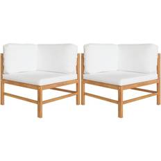 vidaXL Divani Angolari 2 pz Cuscini Crema in Massello di Teak Set da Lounge da Esterno