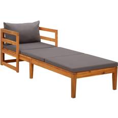 Muebles de Jardín y Exterior vidaXL Sun Lounger With Dark Gray Cushions Solid Acacia Wood