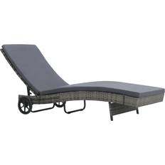 Mobilier de Jardin et d'Extérieur vidaXL Sun Lounger With Wheels And Cushion Poly Rattan Anthracite