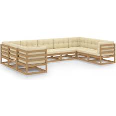 vidaXL Salotto Giardino e Cuscini 9 pz Legno Massello Pino Ambra Set da Lounge da Esterno