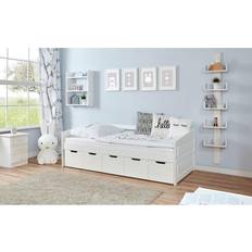 TICAA Divano Letto Micki Beech Bianco Con 5 Cassetti Aden