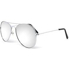 Silver Mirrored Aviator Sunglasses - 70s Style