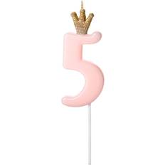 Kakkukynttilät PartyDeco Numero Kruunulla Vaaleanpunainen 5 Vuotta