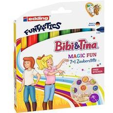 Edding 13 Funtastics Magic Markörer – Bibi & Tina set med 8 färgglada pennor – rund spets 2–4 mm – färgpennor för barn med magisk färgförändring, presentidé för barn