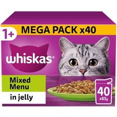 Whiskas Wet Food Pets Whiskas Petcare 1+ Cat Pouches Fish & Meaty Jelly Mega Pack