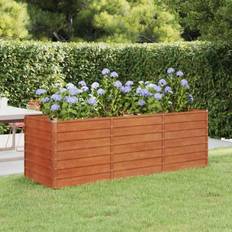 vidaXL Letto Rialzato da Giardino Ruggine 240x80x77 cm Acciaio Corten - Marrone