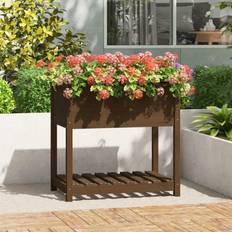 vidaXL Planter with Shelf Honey Brown 82.5x54x81 Solid Wood Pine