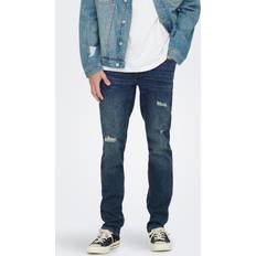 Only & Sons Loom Slim Jeans Damage Blue Denim