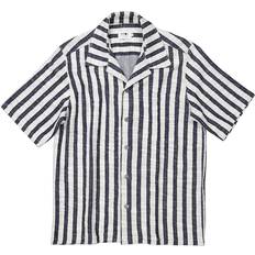 NN07 Julio 3515 Open-Collar Shirt - Navy Stripe #724