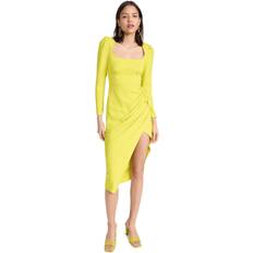 Self-Portrait Ruched crÃÂªpe midi dress green