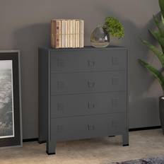 Gris Commodes vidaXL Armoire À Tiroirs Industrielle Anthracite 78x40x93 cm Métal Commode