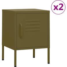 vidaXL Nightstands 2 Pcs Olive Green 35 x 35 x 51 cm Bedside Table 35x35cm
