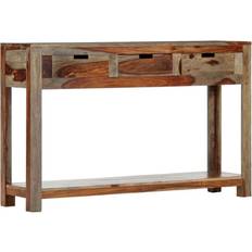 Mesas Consola vidaXL Con 3 Cajones Madera Maciza Sheesham 120 x 30 x 75 cm Mesa Consola 30x120cm