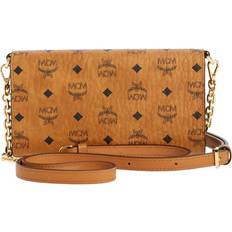 MCM Aren Crossbody Wallet in Visetos - Cognac