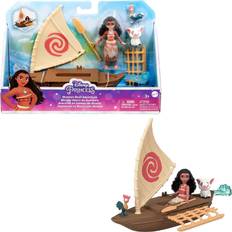 Vaiana docka Mattel Disney Princess Leksaker, Moana liten docka och flytande båt med 2 vänfigurer, inspirerad av Disney-filmer, HLW86