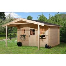 Beige Gartenhäuser Weka Holzbau, Gartenhaus + Gartenschrank, Weekendhaus 138 A (Gebäudefläche )