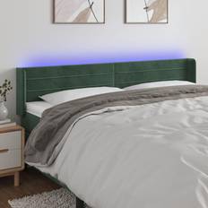 Camas y Colchones vidaXL Con LED De Terciopelo Verde Oscuro 203x16x78/88 cm Cabecero
