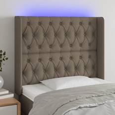 vidaXL Med LED-Lys 103x16x118/128 cm Stof Gråbrun Sengegavl