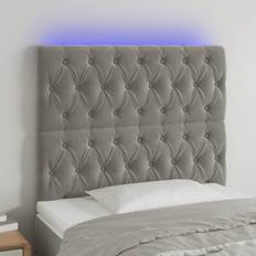 Camas y Colchones vidaXL Con Luces LED Terciopelo Gris Claro 100x7x118/128 cm Cabecero