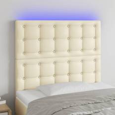 vidaXL Med LED Lys 80x5x118 128 cm Kunstlæder Cremefarvet Sengegavl