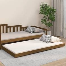 vidaXL 90x200 cm Massivt Fyrretræ Gyldenbrun Sengeramme