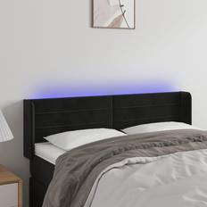 Senge & Madrasser vidaXL Med LED-Lys 147x16x78/88 cm Fløjl Sort Sengegavl