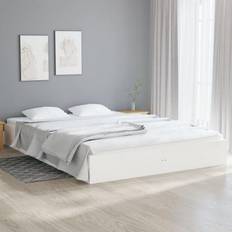 vidaXL Estructura De Cama Sin Colchón Madera Maciza Blanco 160x200 cm