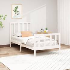 Senge & Madrasser vidaXL 90x200 cm Massivt Fyrretræ Hvid Sengeramme