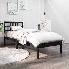 Senge & Madrasser vidaXL 100x200 cm Massivt Træ Sort Sengeramme