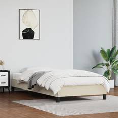 vidaXL 100x200 cm Kunstlæder Cremefarvet Sengeramme
