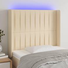 Senge & Madrasser vidaXL med LED-lys 103x16x118 cm Stof Cremefarvet Sengegavl