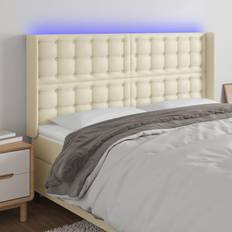 vidaXL Med LED Lys 183x16x118 Cm Kunstlæder Cremefarvet Sengegavl